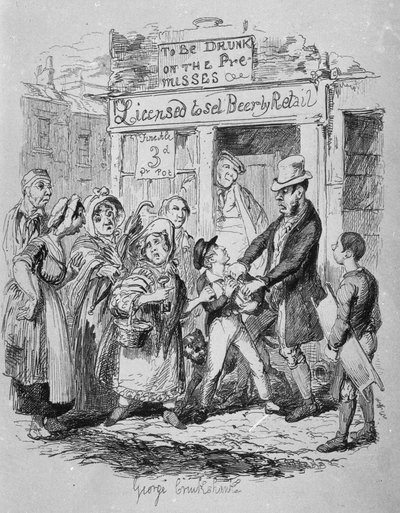 チャールズディケンズの「オリバーツイストの冒険」（1812-70）1838年から、オリバーが愛情のこもった友人たちによって主張 作： George Cruikshank